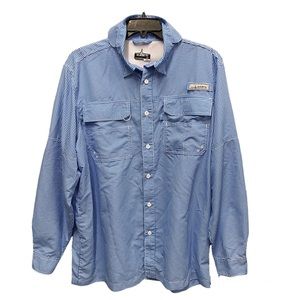 Habit~ Large Fishing Shirt ~Multi-pocket~Blue and White